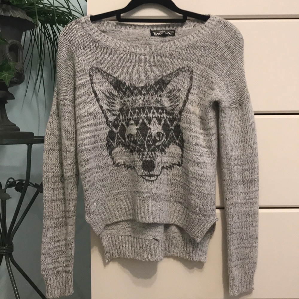 NWOT Almost Famous Youth Medium Grey Wolf Sweater